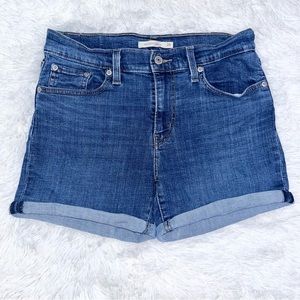 LEVI’S Women’s Mid-Rise Mid Length Blue Denim Jean Shorts 28